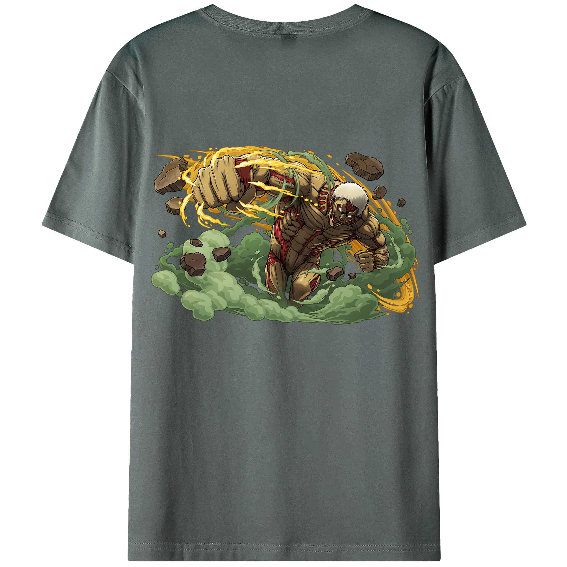 （画像用） 進撃の巨人 Attack on Titan 綿100％ メンズ半袖Tシャツ（バックプリント） 通気性